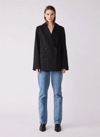Esmaee Studio Blazer | Black Pinstripe