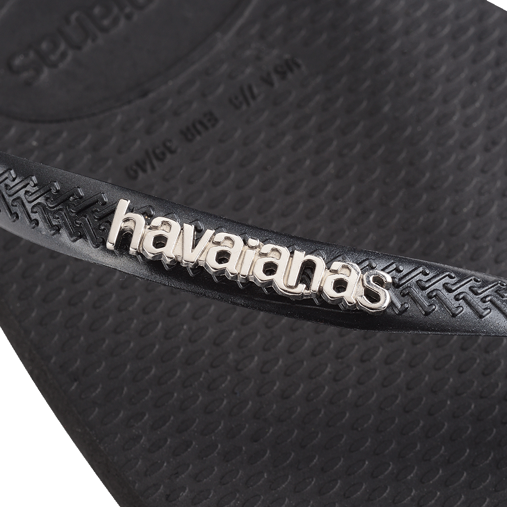 Havaianas Slim Square Logo Jandal | Metallic Black/Silver