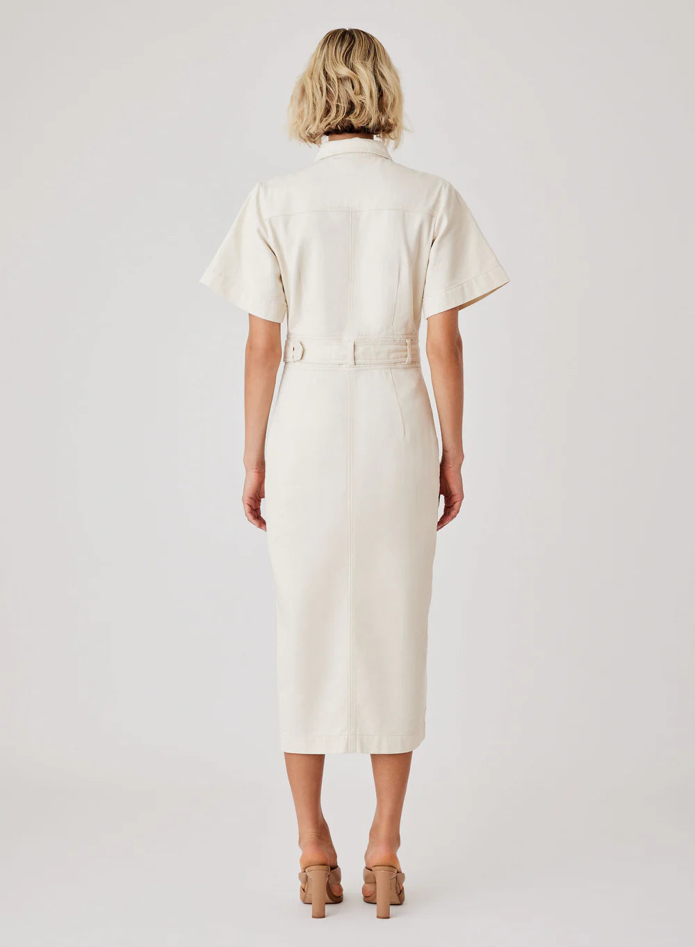 Esmaee Kokomo Denim Midi Dress | Ivory