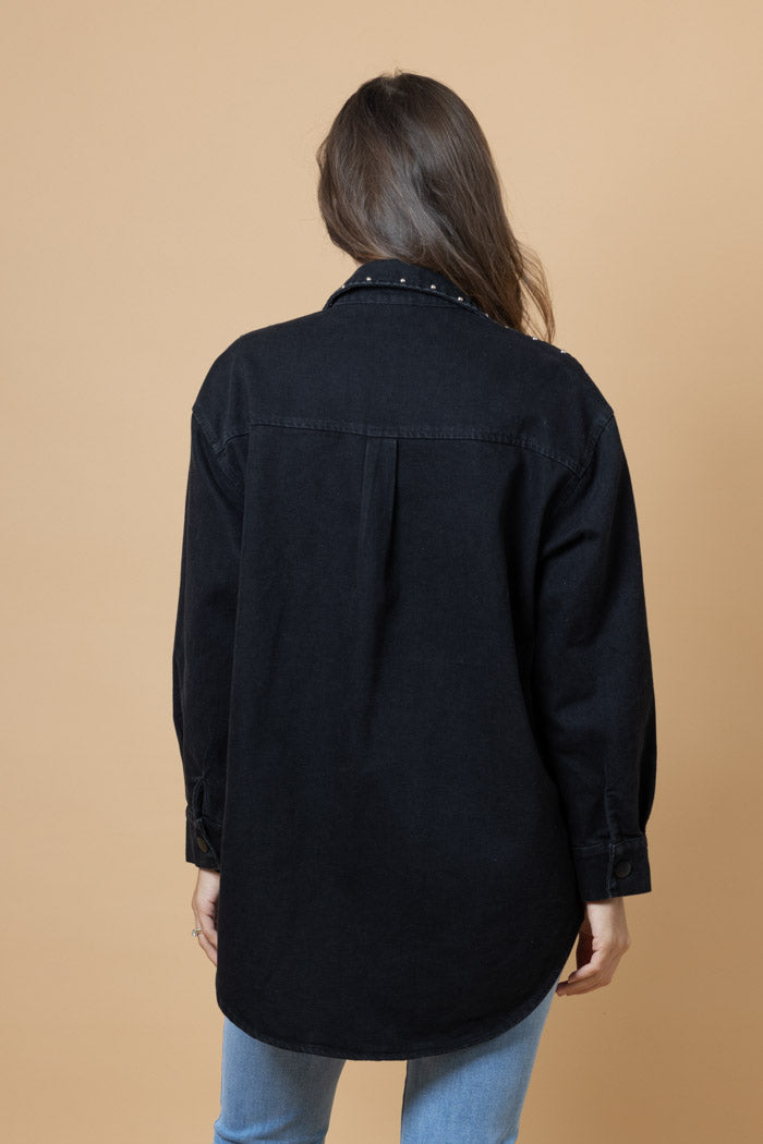 Honey Denim | Heidi Black Stud Denim Shacket