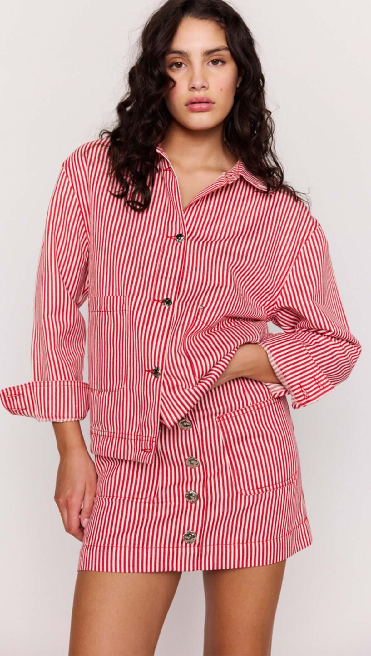MINKPINK | Freya Stripe Denim Jacket | Robe Boutique | Free NZ Shipping*