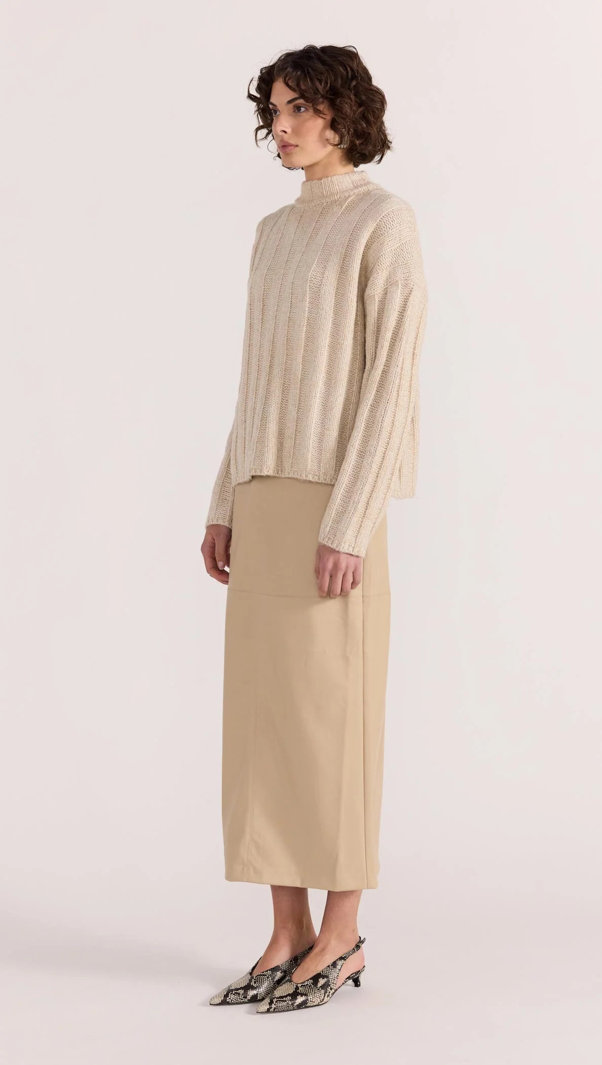 Staple the Label | Mira Faux Leather Midi Skirt