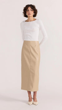 Staple the Label | Mira Faux Leather Midi Skirt