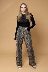 Honey Denim | Nate Denim Leopard Wide Leg Jean
