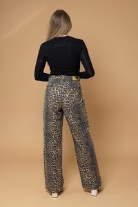 Honey Denim | Nate Denim Leopard Wide Leg Jean