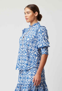 Once Was Elysian Scallop Detail Blouse | Azure
