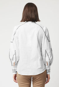 Once Was Meridian Placement Embroidered Shirt | Porcelain