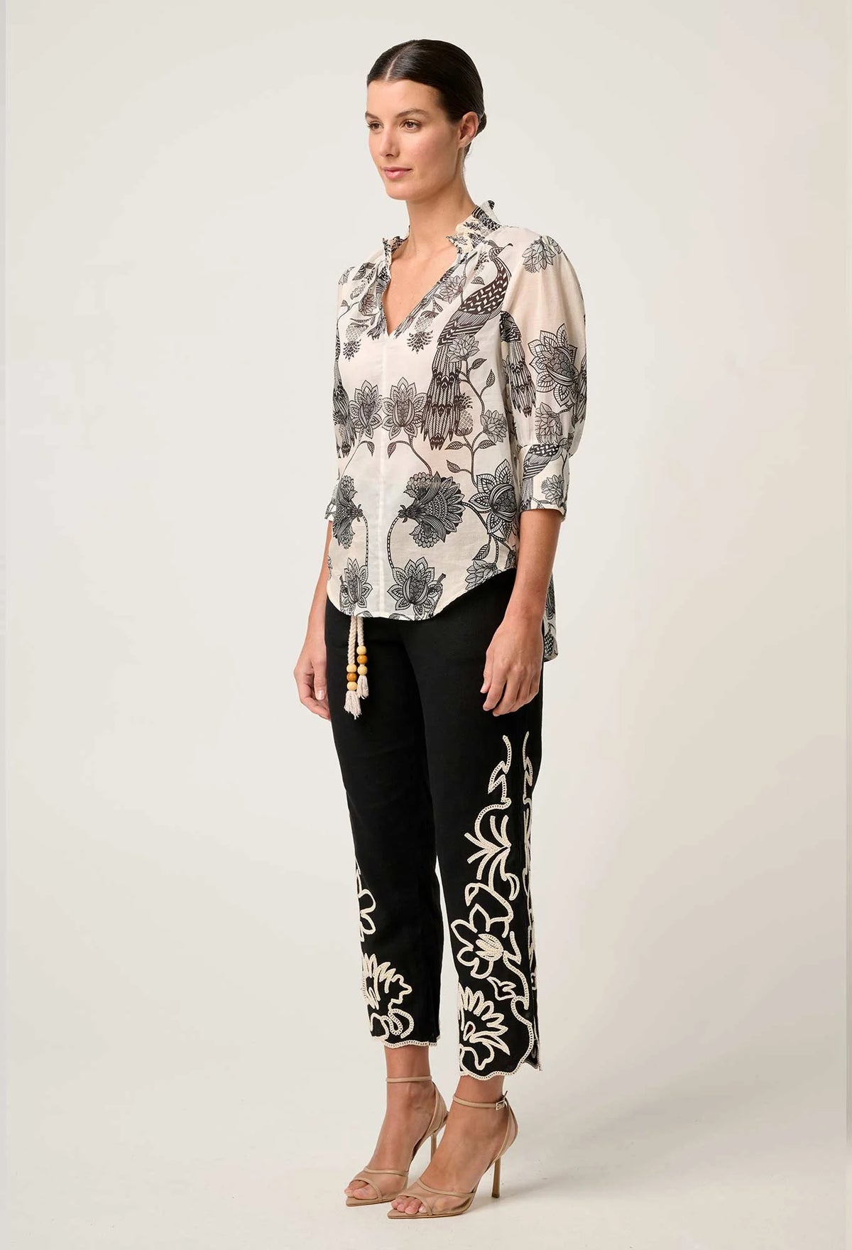 Once Was | Oleander Shirred Collar Blouse