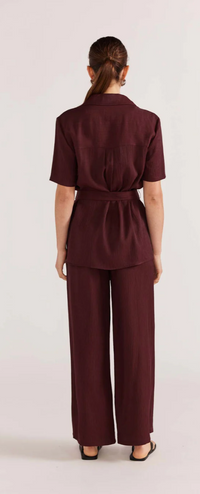 Staple The Label Astor Belted Shirt | Wine
