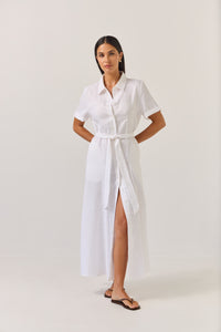 Tuesday | Godet Shirt Dress - White
