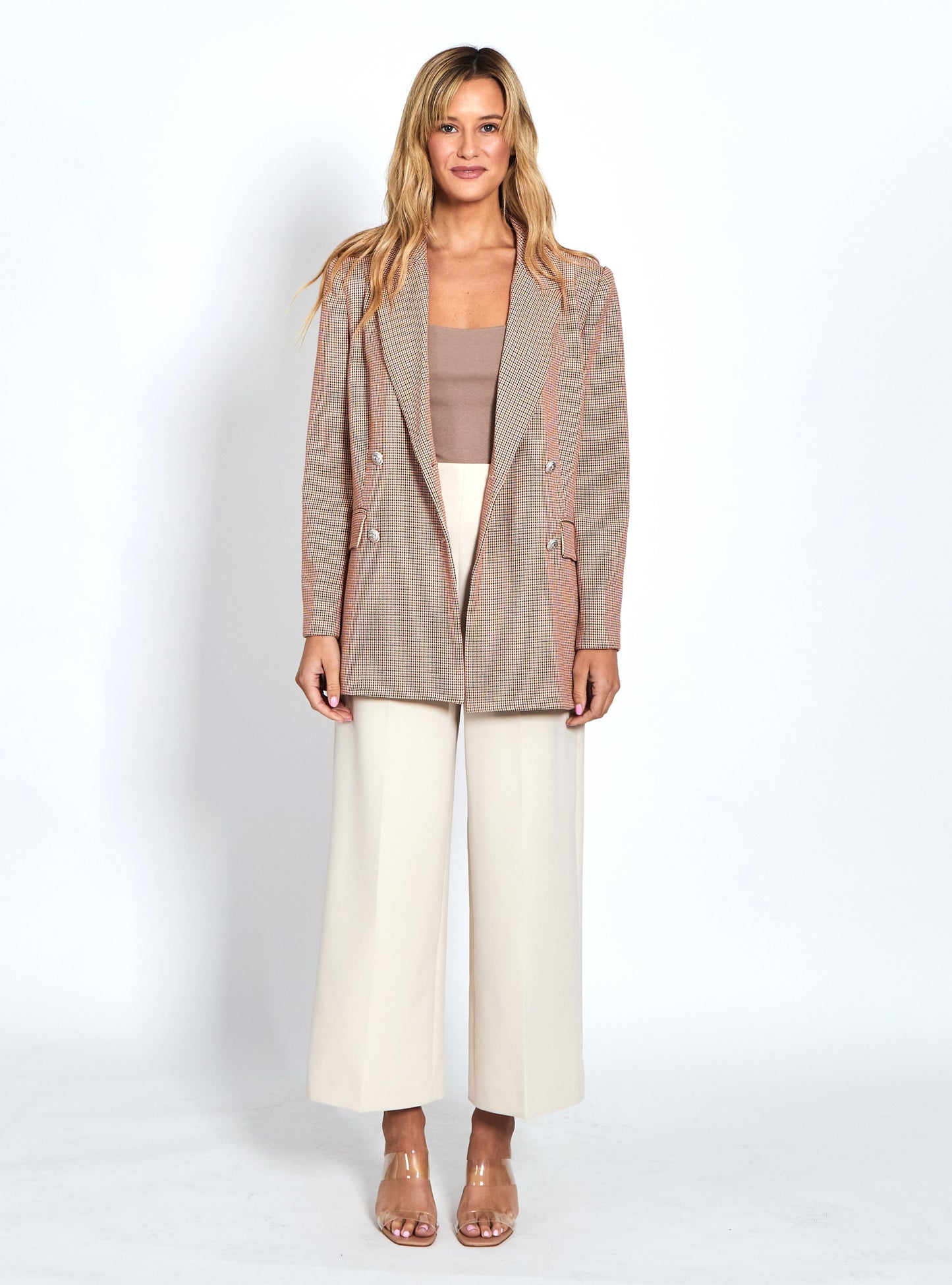 Leoni Boyfriend Blazer | Beige Check