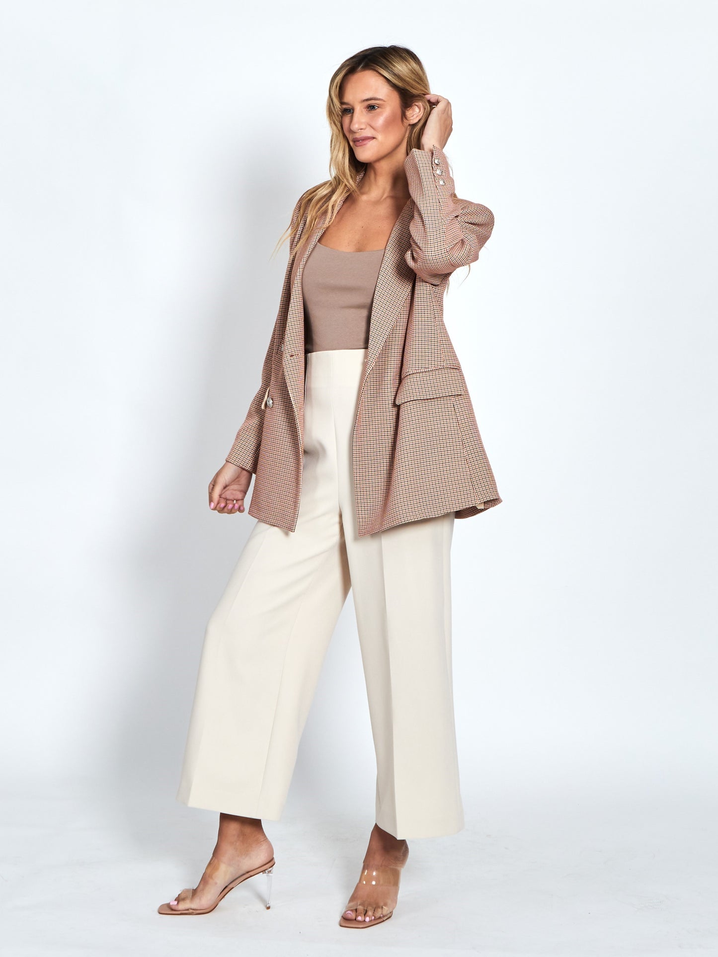 Leoni Boyfriend Blazer | Beige Check