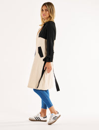 Betty Basics Splice Trench Coat | Black/Ivory