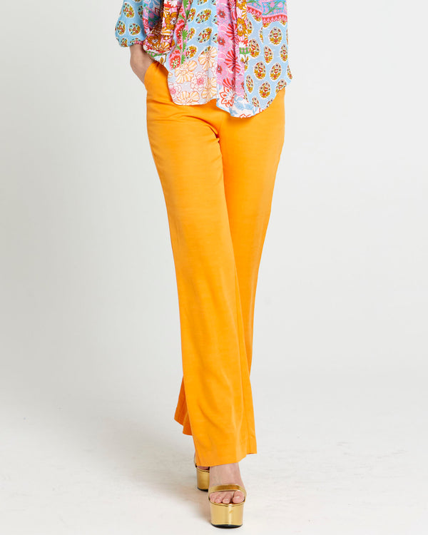 Fate + Becker Unguarded Flare High Waisted Pant | Tangerine Yellow