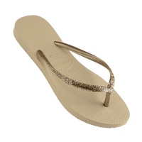 Havaianas Slim Glitter Jandal | Sand Grey w Metallic Logo
