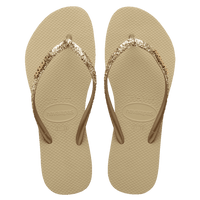 Havaianas Slim Glitter Jandal | Sand Grey w Metallic Logo