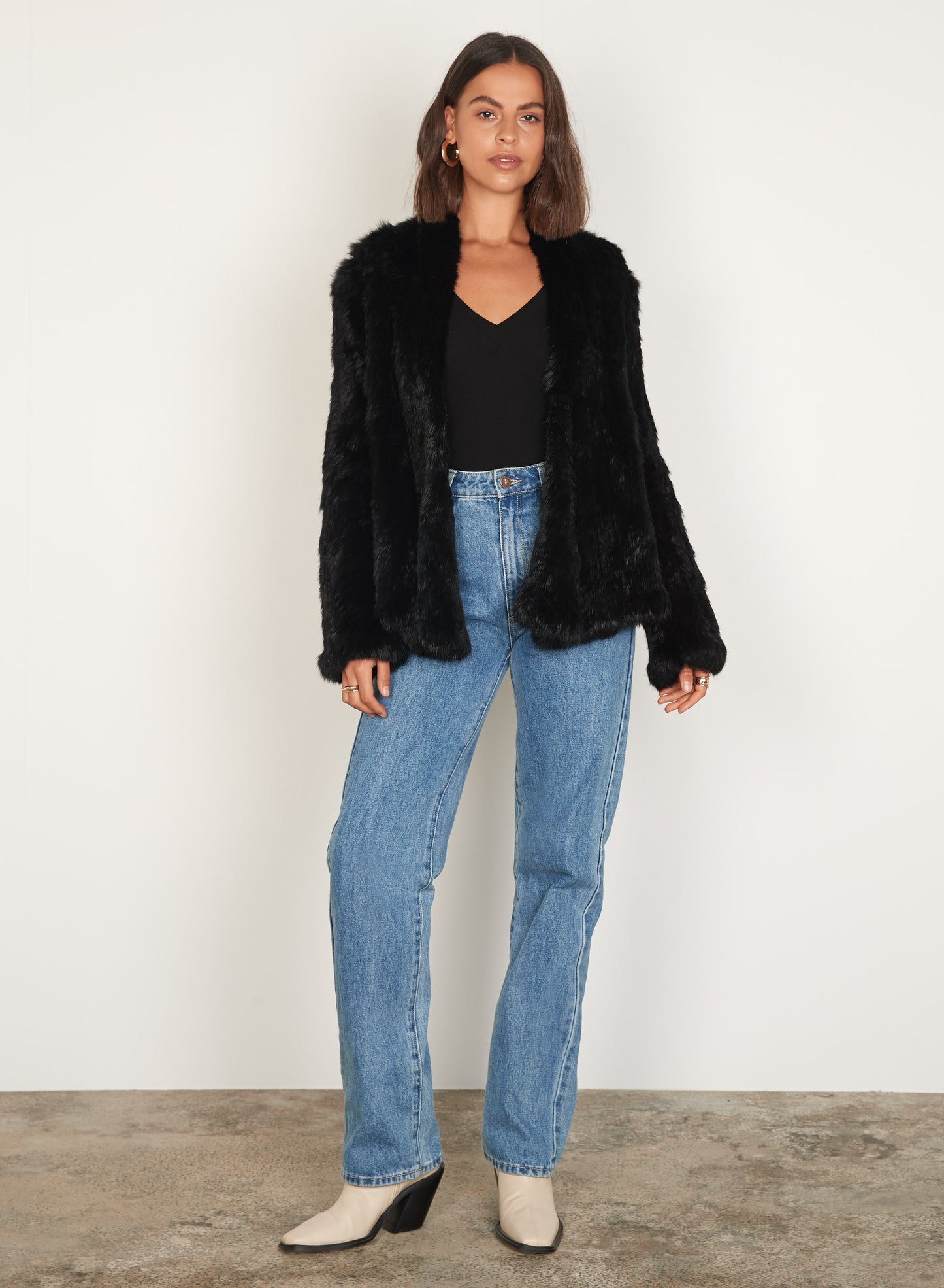 Esmaee Ora Fur Jacket | Black