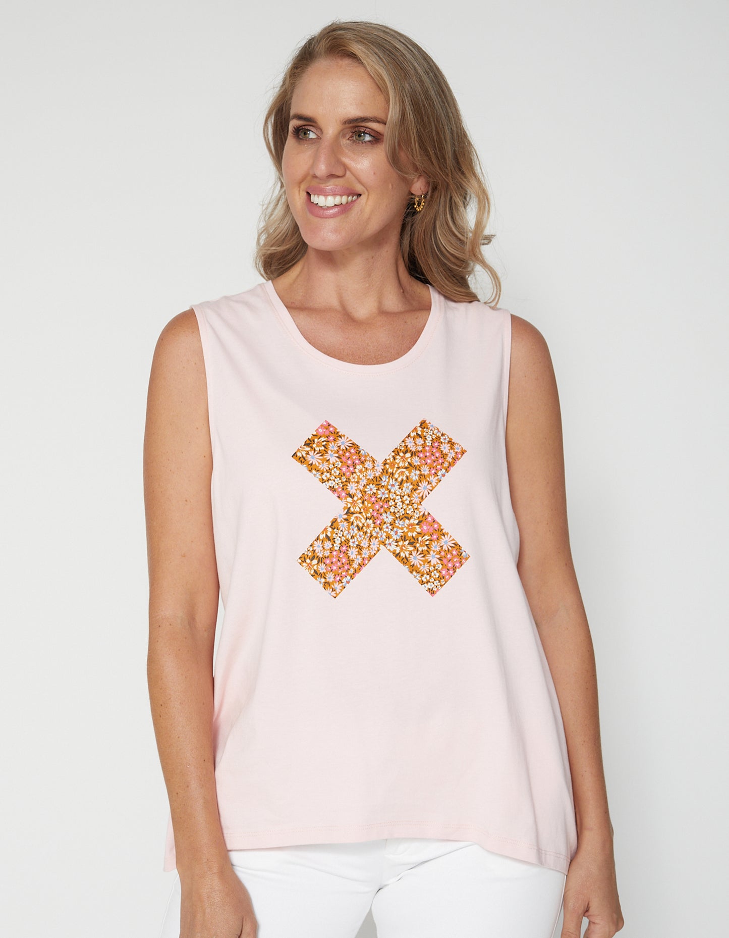 Stella + Gemma Tank | Peony Floral Cross