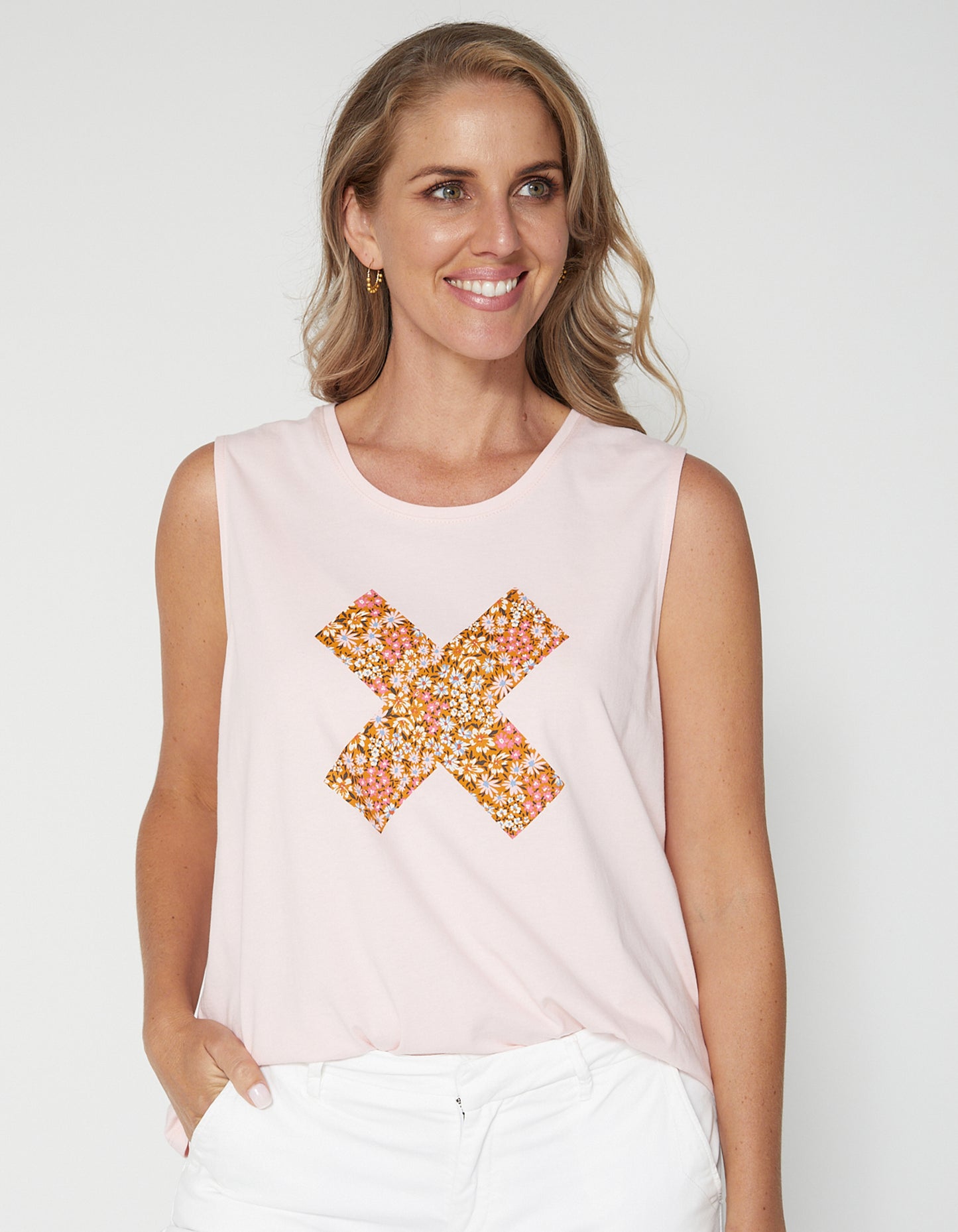 Stella + Gemma Tank | Peony Floral Cross