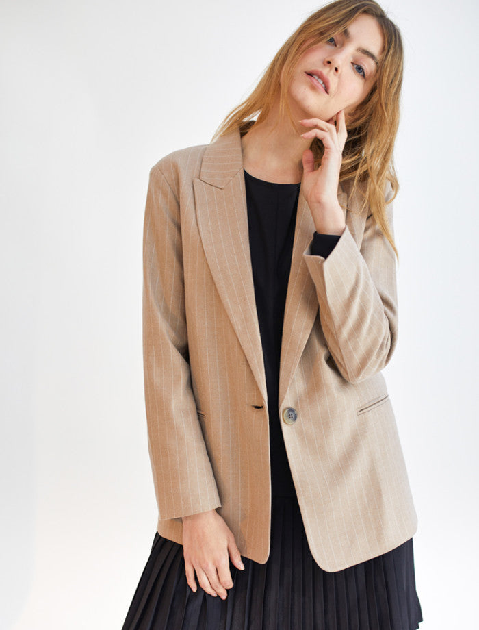 Dear Sutton Bryn Blazer | Irish Creme Pinstripes