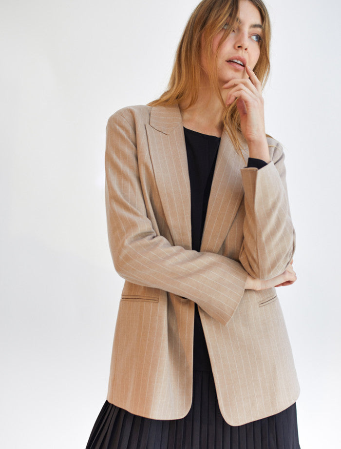 Dear Sutton Bryn Blazer | Irish Creme Pinstripes