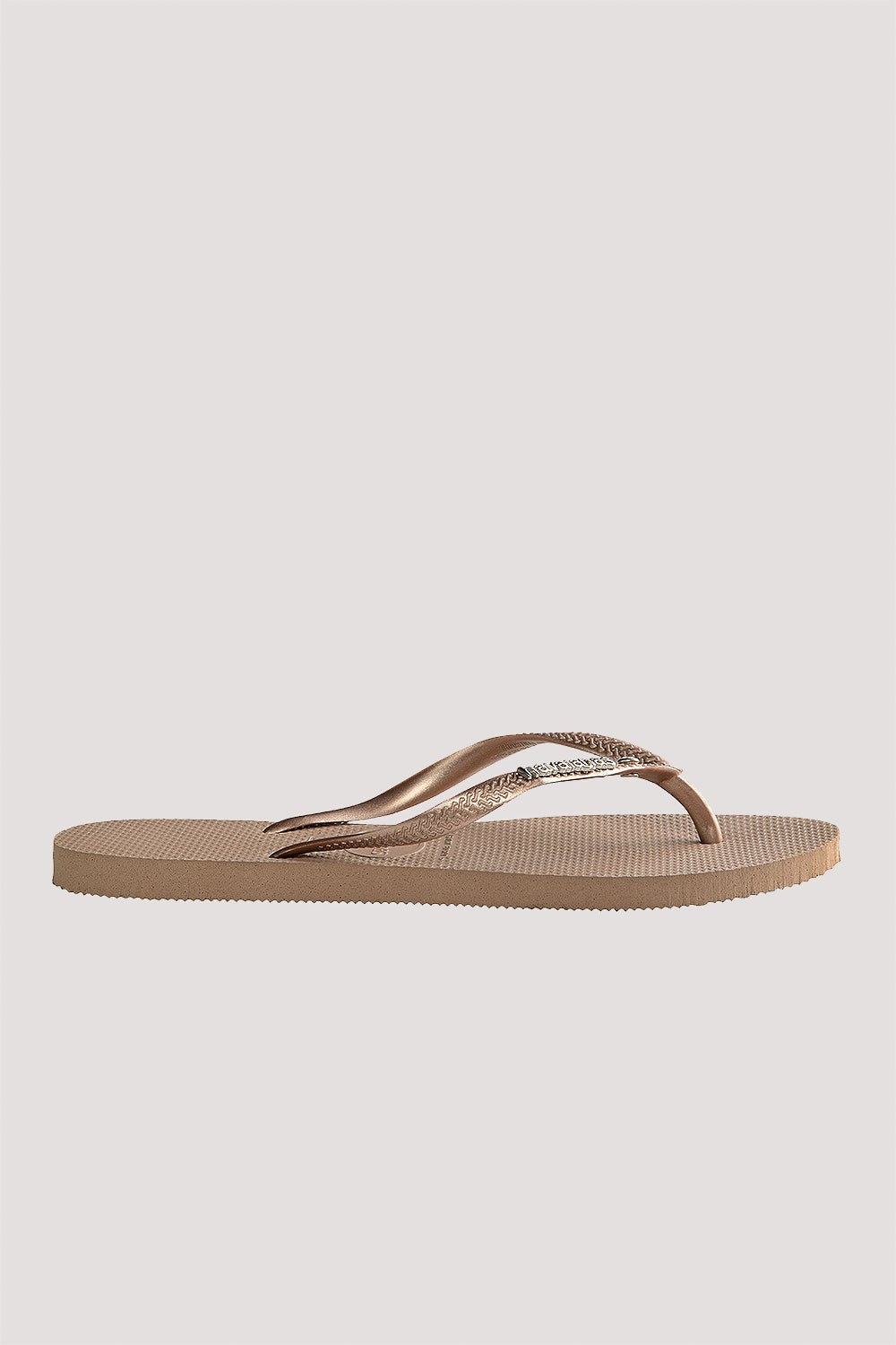 Havaianas Slim Metal Logo Crystal Jandal | Rose Gold