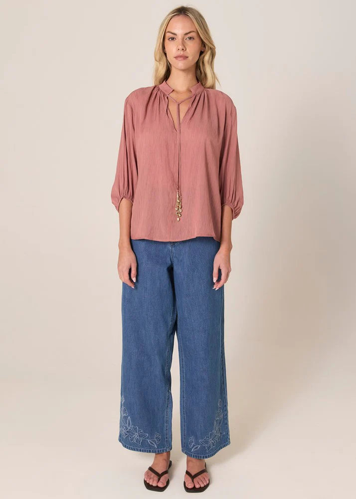 Fate + Becker | Shae Split Neck Blouse