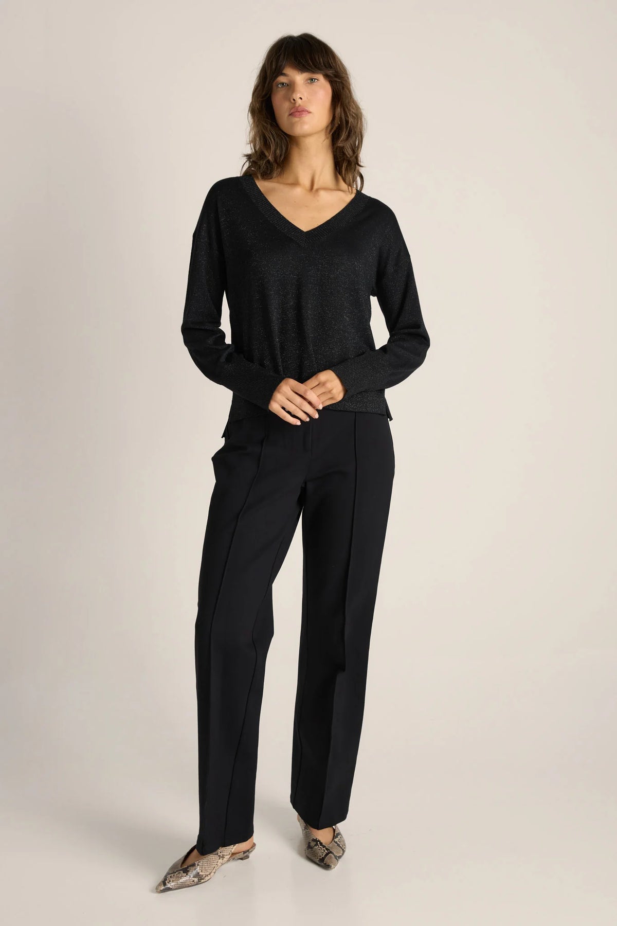 Fate + Becker | Oriane Sparkle V-Neck Knit