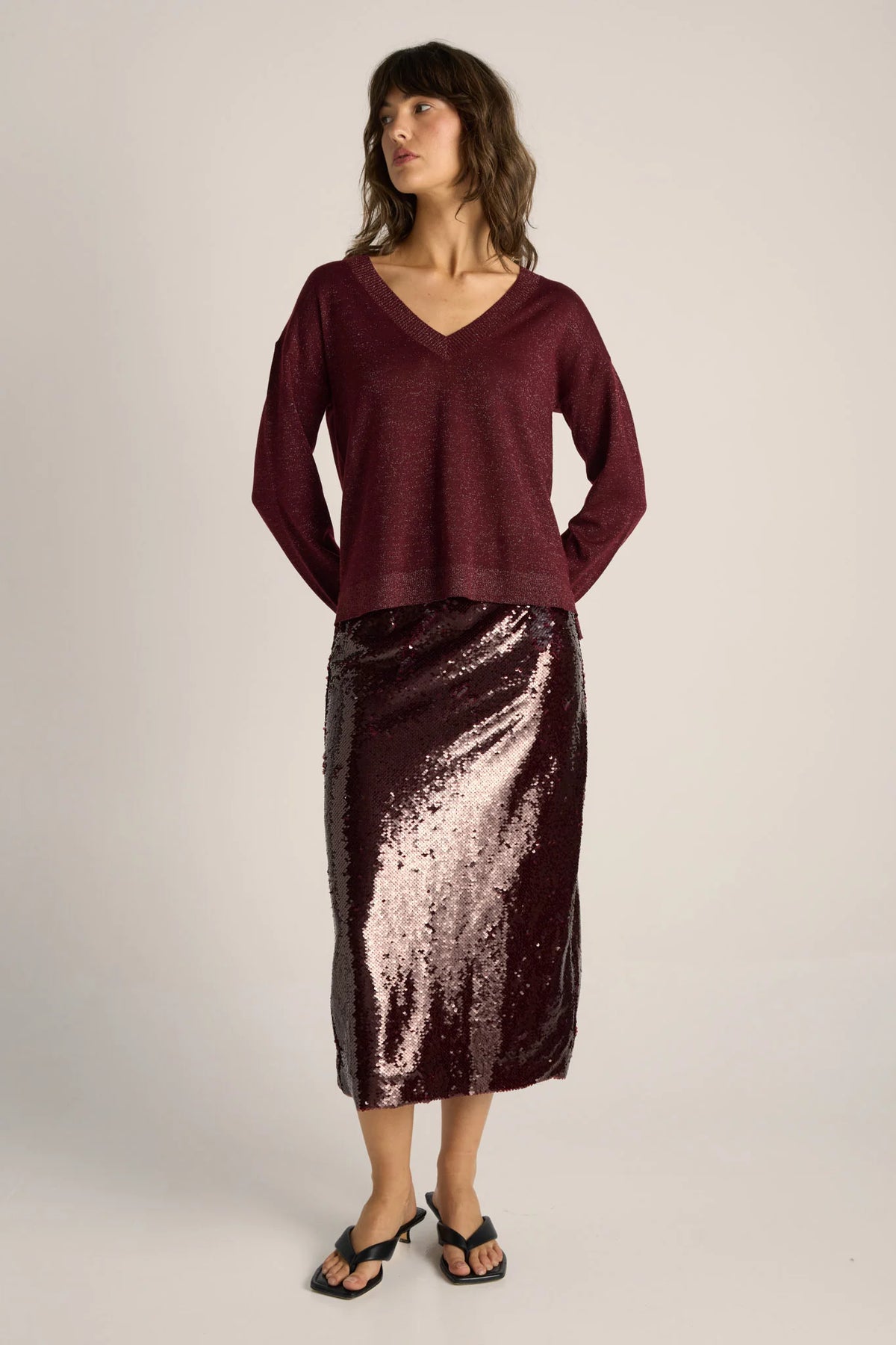Fate + Becker | Oriane Sparkle V-Neck Knit