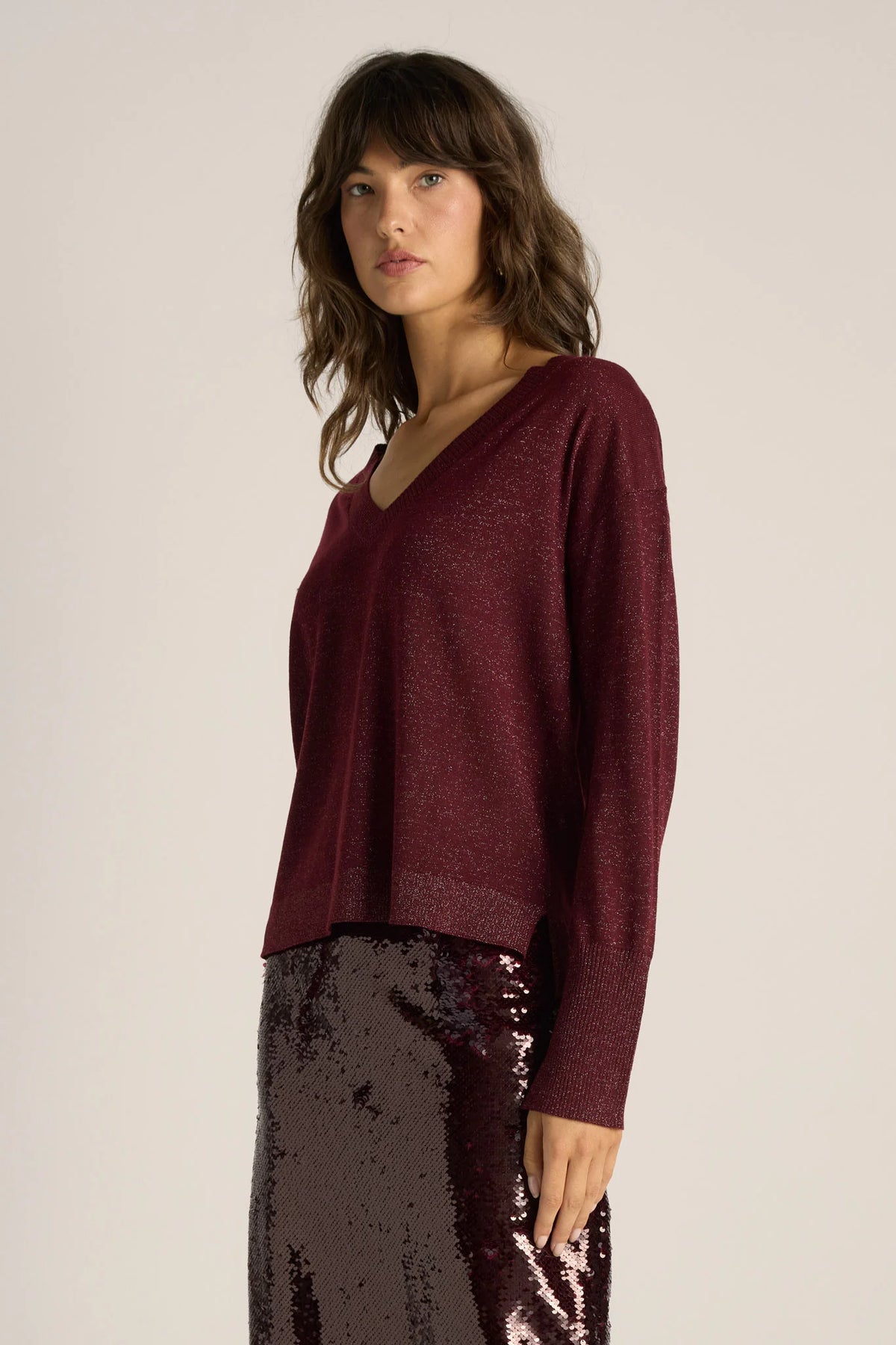 Fate + Becker | Oriane Sparkle V-Neck Knit
