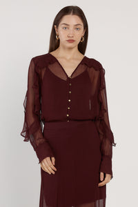 Fate + Becker | Odette Ruffle Blouse - Plum