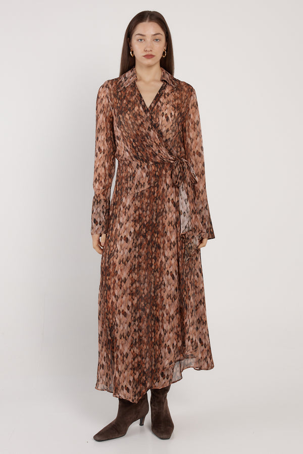 Fate + Becker | Isla Wrap Dress Snake Print