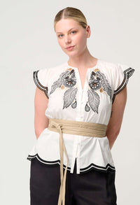 Once Was | Aseel Scallop Embroidered Top