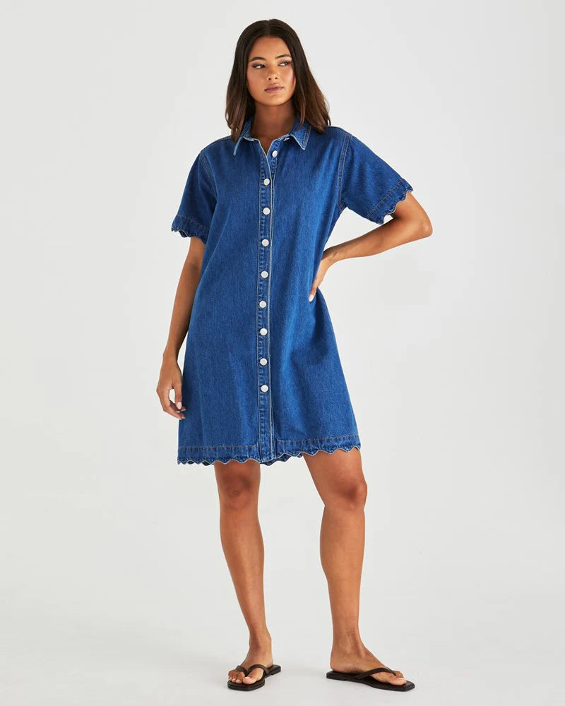 Sass | Vale Scalloped Denim Dress