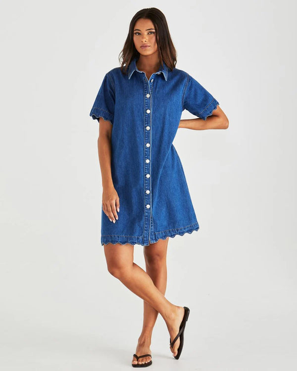 Sass | Vale Scalloped Denim Dress