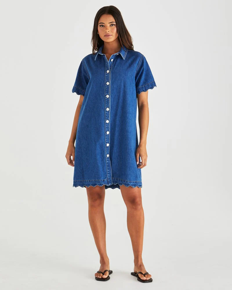 Sass | Vale Scalloped Denim Dress