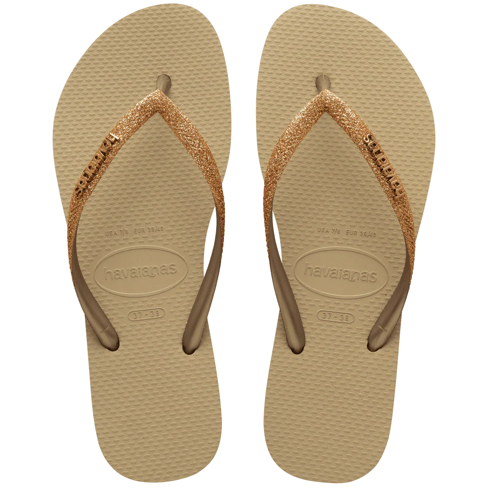Havaianas | Slim Glitter II Logo Sand Golden Metallic