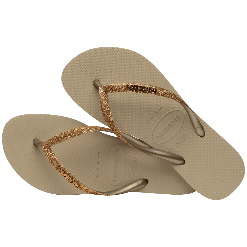 Havaianas | Slim Glitter II Logo Sand Golden Metallic