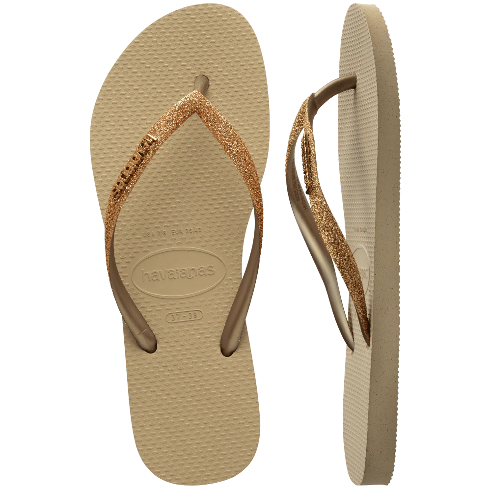 Havaianas | Slim Glitter II Logo Sand Golden Metallic
