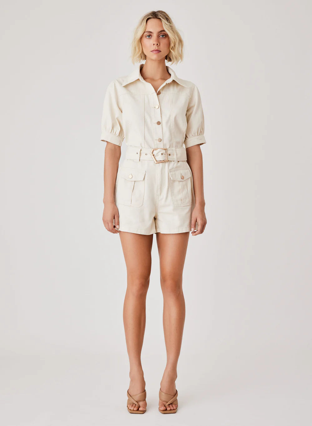 Esmaee Kokomo Denim Shorts | Ivory