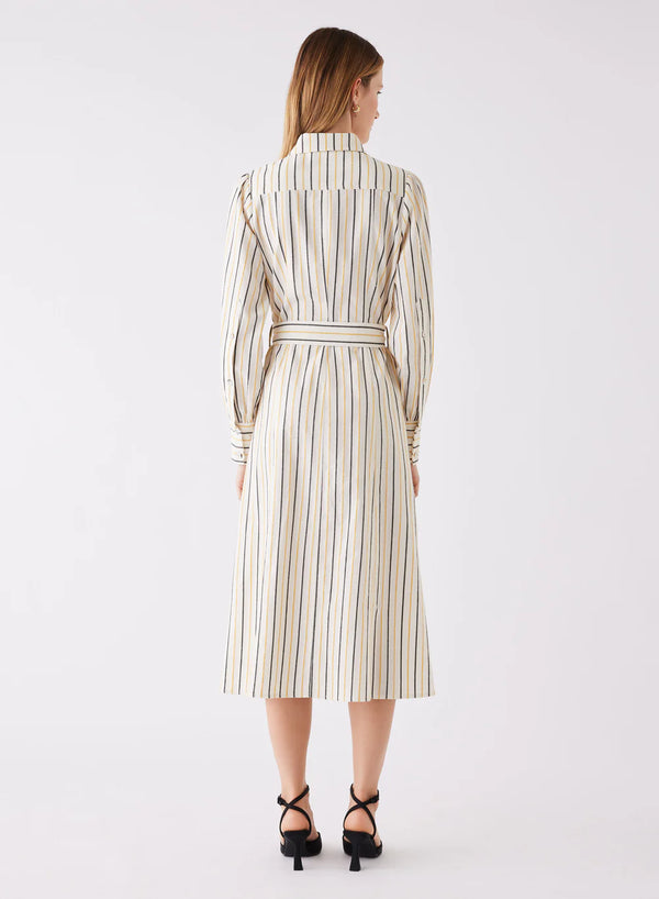 Esmaee Atlas Midi Dress | Mustard Stripe