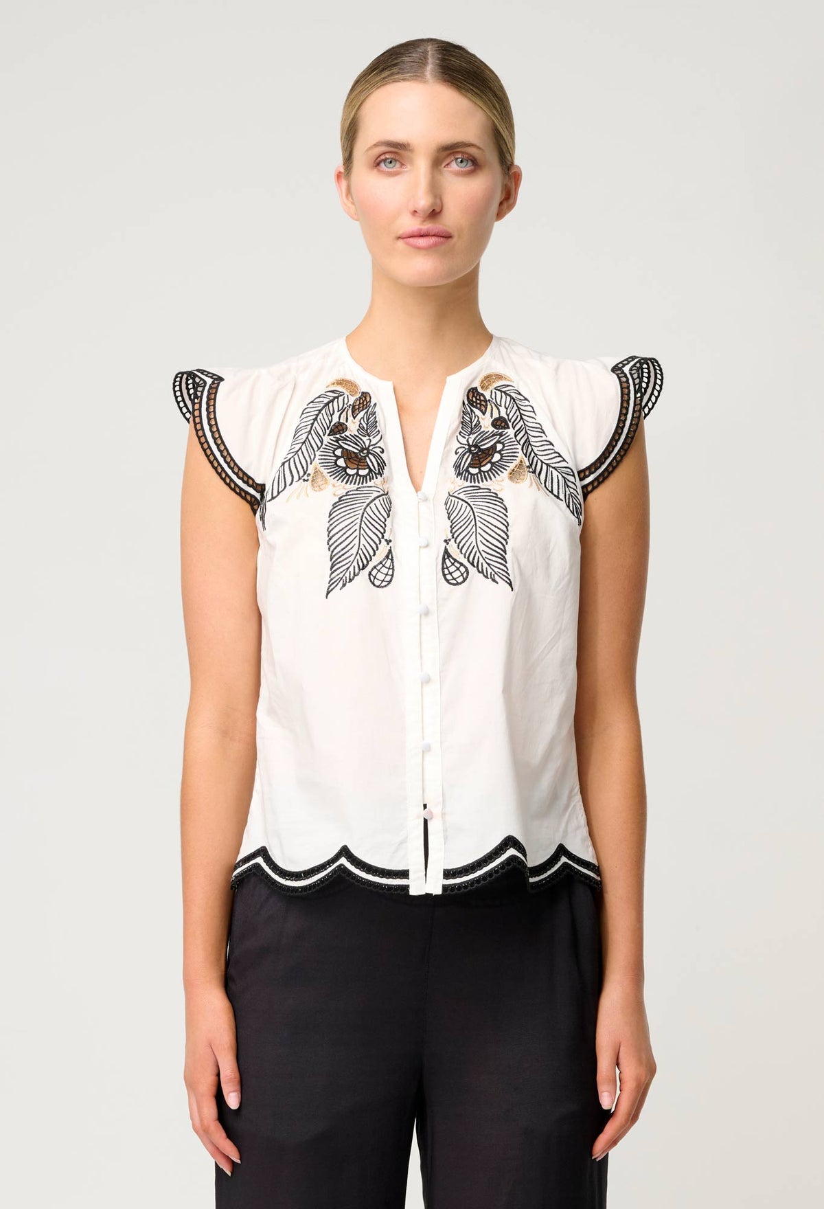 Once Was | Aseel Scallop Embroidered Top