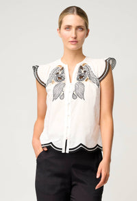 Once Was | Aseel Scallop Embroidered Top
