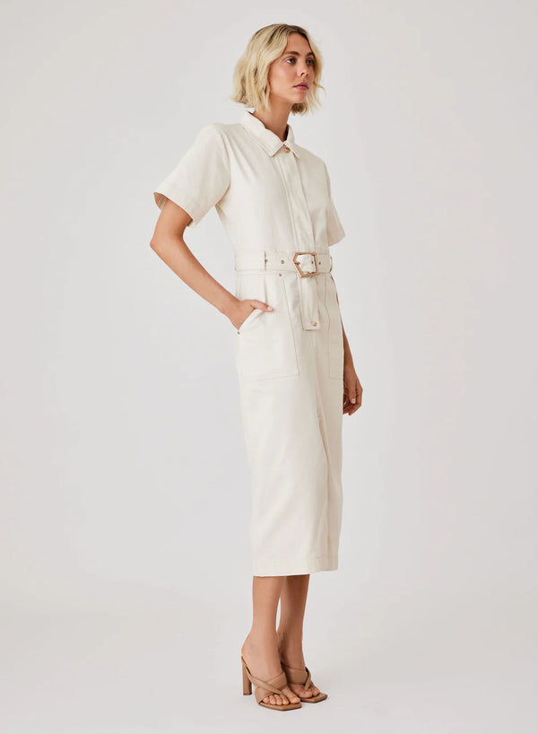 Esmaee Kokomo Denim Midi Dress | Ivory