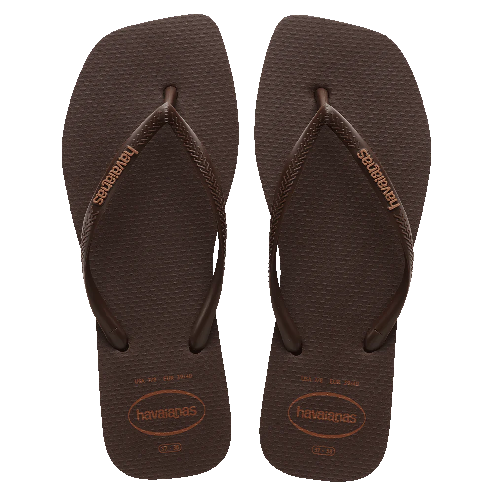 Havaianas Slim Square Logo Jandal | Pop-Up Dark Brown