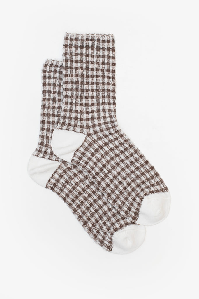 Antler | Cocoa Gingham Sock