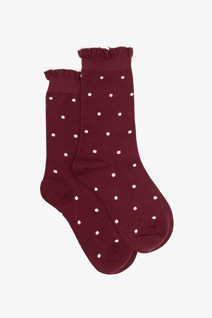 Antler | Merlot Ruffle Spot Sock