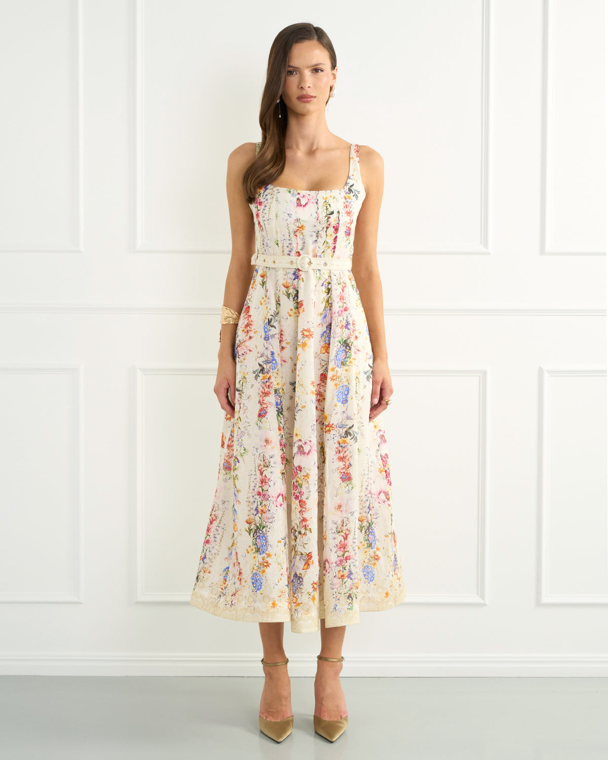 Aqua Blu | Flores Vera Midi Dress
