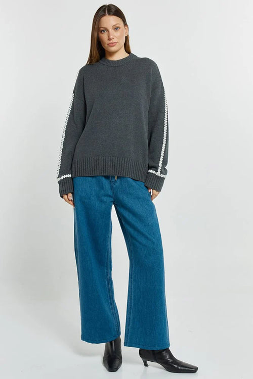 Betty Basics | Contrast Stitch Sweater