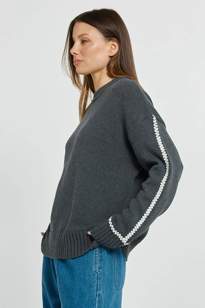 Betty Basics | Contrast Stitch Sweater